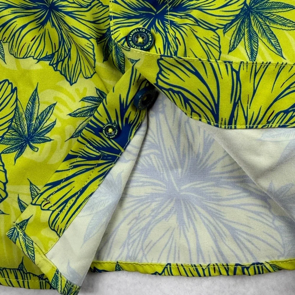 Dixxon Men's Maui Waui Short Sleeve Party Shirt Hibiscus‎ Green Medium
